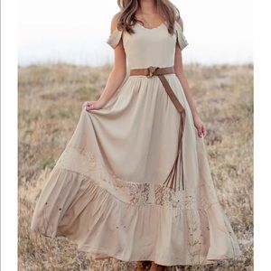 Joyfolie CORAL DRESS IN TAUPE ECRU XL